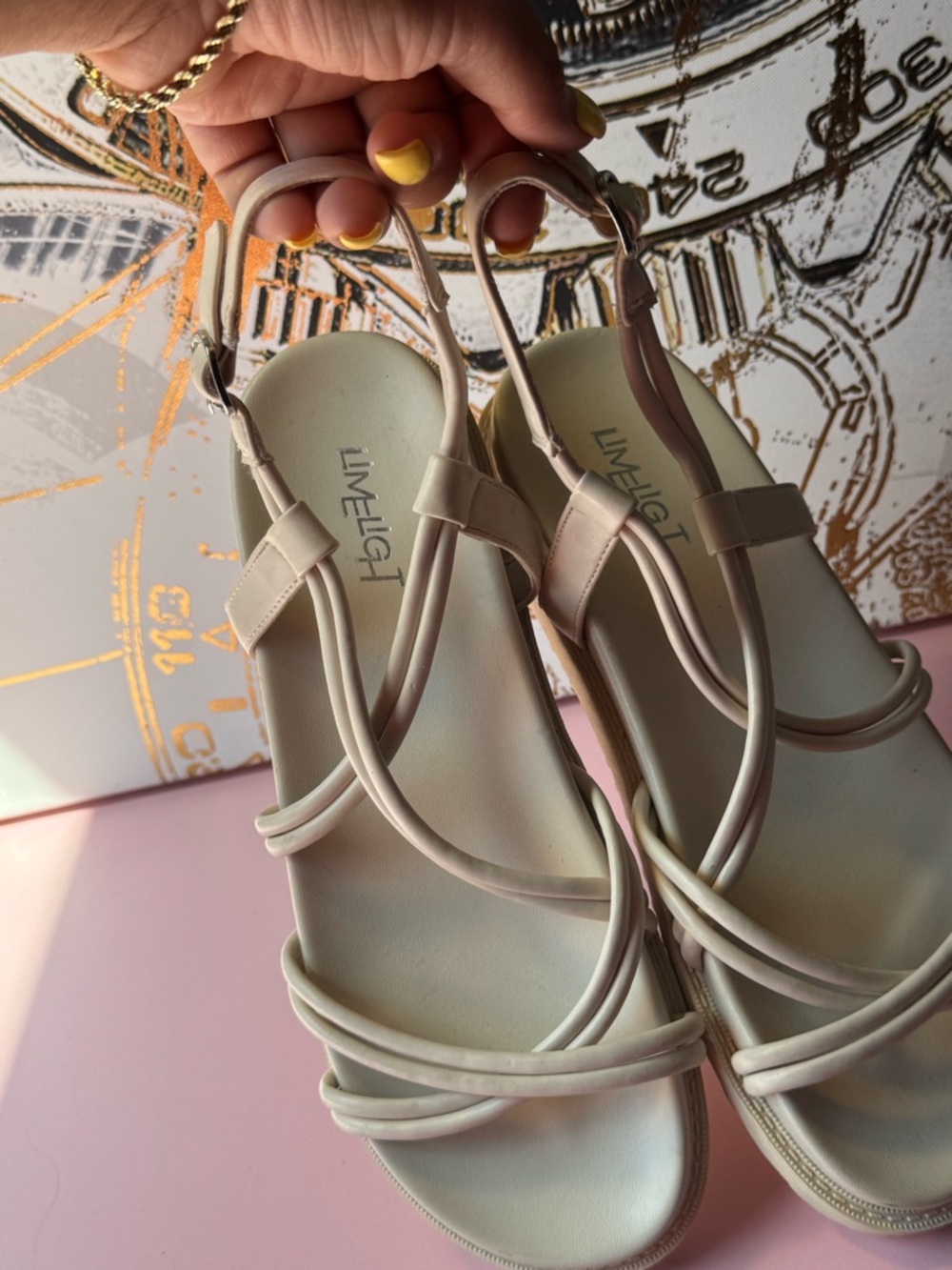 Limelight Women's Cream Strappy Slingback Sandals - Neutral Tone